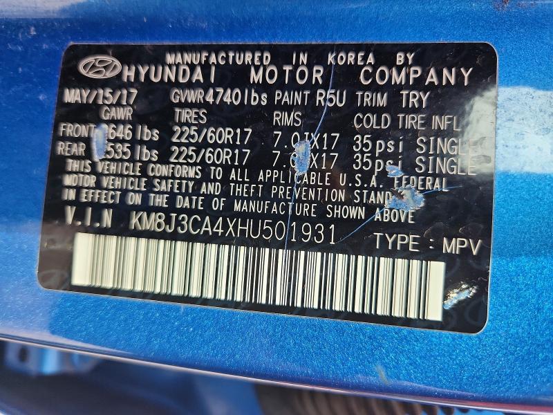 Продаж на аукціоні авто 2017 Hyundai Tucson, vin: KM8J3CA4XHU501931, номер лоту: 41995756