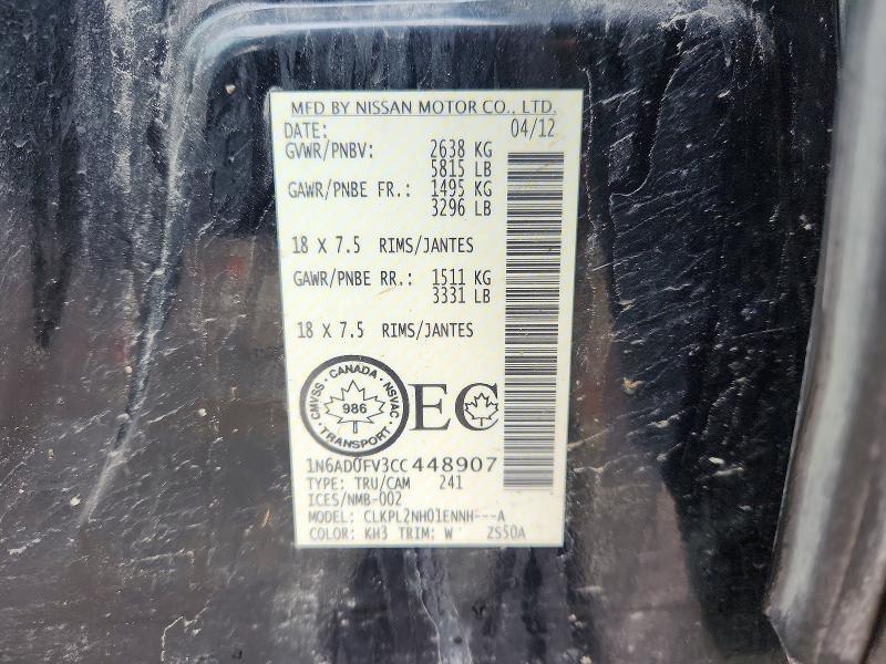 45665876 :رقم المزاد ، 1N6AD0FV3CC448907 vin ، 2012 Nissan Frontier مزاد بيع