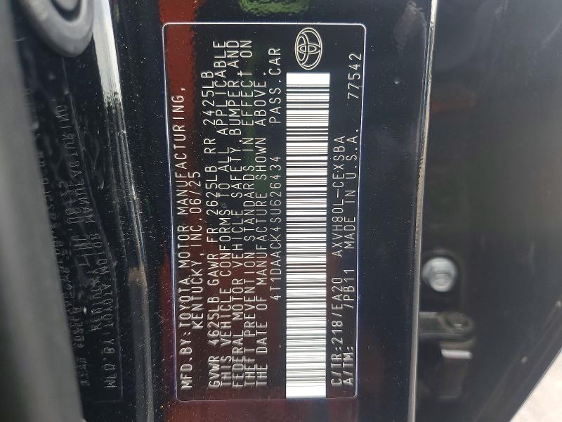 Aukcja sprzedaży 2025 Toyota Camry, vin: 4T1DAACK4SU626434, numer aukcji: 41929656