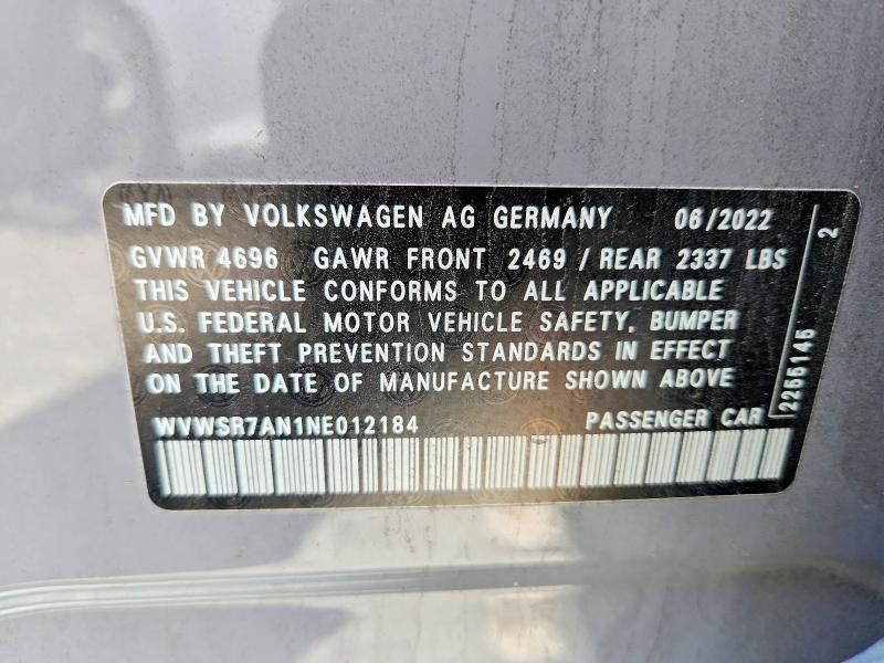 Aukcja sprzedaży 2022 Volkswagen Arteon, vin: WVWSR7AN1NE012184, numer aukcji: 45932166