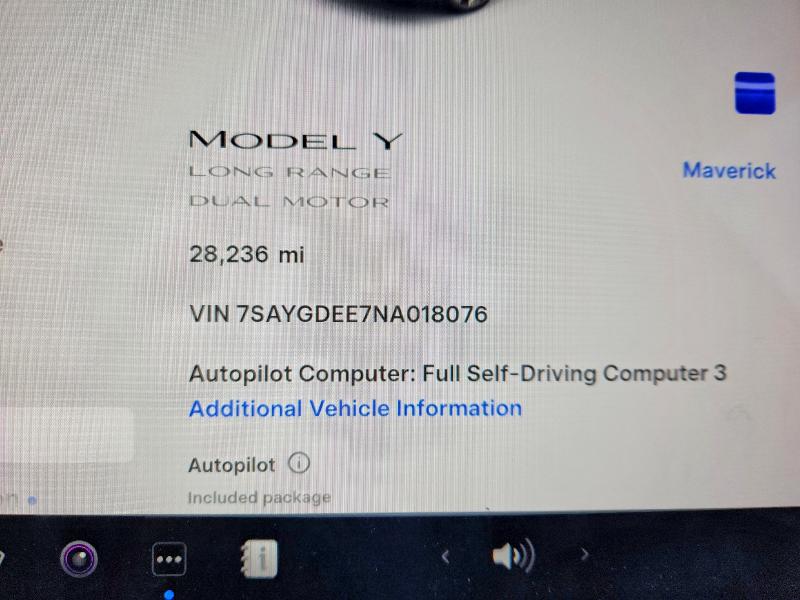 Aukcja sprzedaży 2022 Tesla Model Y, vin: 7SAYGDEE7NA018076, numer aukcji: 78447255