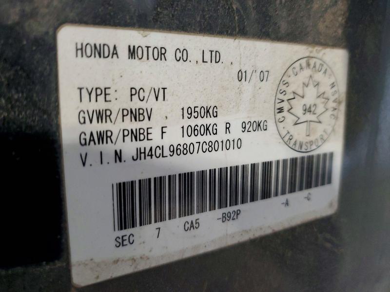 79773055 :رقم المزاد ، JH4CL96807C801010 vin ، 2007 Acura Tsx 4dr مزاد بيع