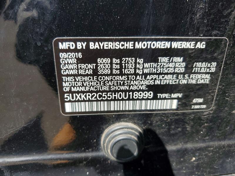 2017 Bmw X5 მანქანა იყიდება აუქციონზე, vin: 5UXKR2C55H0U18999, აუქციონის ნომერი: 47774766
