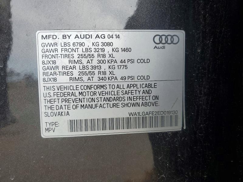 2014 Audi Q7 მანქანა იყიდება აუქციონზე, vin: WA1LGAFE2ED019130, აუქციონის ნომერი: 46586436