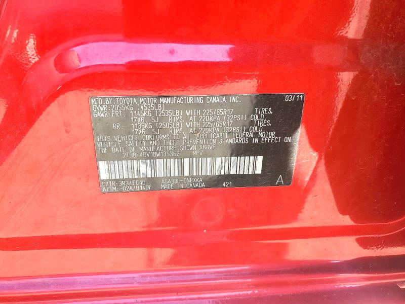 Aukcja sprzedaży 2011 Toyota Rav4, vin: 2T3BF4DV1BW135362, numer aukcji: 45732396