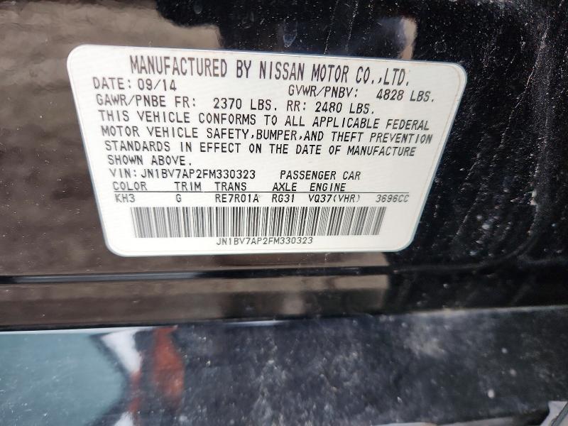 79360215 :رقم المزاد ، JN1BV7AP2FM330323 vin ، 2015 Infiniti Q50 مزاد بيع