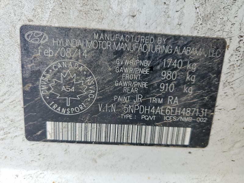 Продаж на аукціоні авто 2014 Hyundai Elantra, vin: 5NPDH4AE6EH487131, номер лоту: 46023016