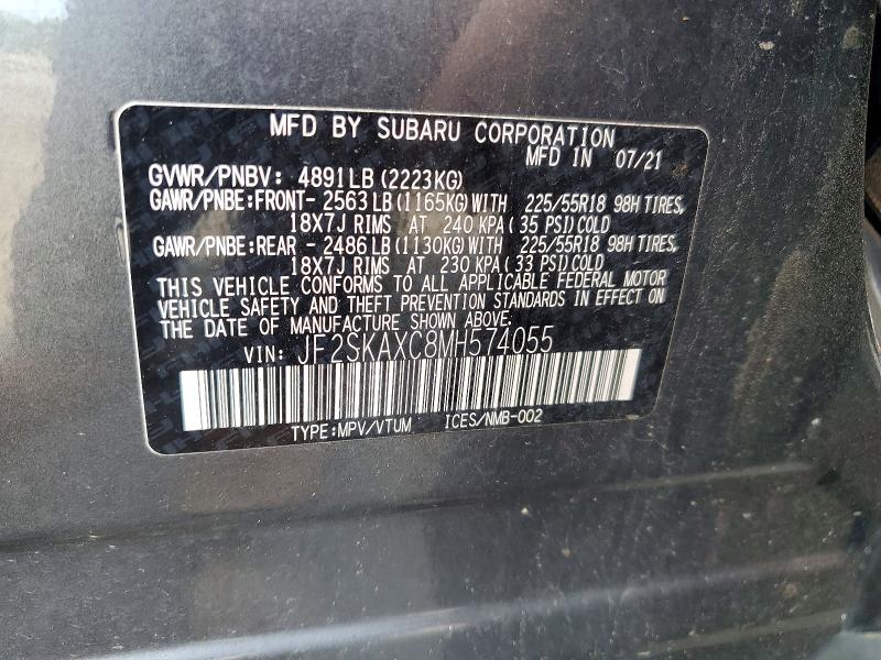 Продажа на аукционе авто 2021 Subaru Forester, vin: JF2SKAXC8MH574055, номер лота: 79687465