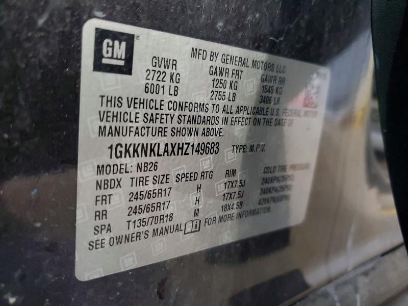 47590226 :رقم المزاد ، 1GKKNKLAXHZ149683 vin ، 2017 Gmc Acadia مزاد بيع