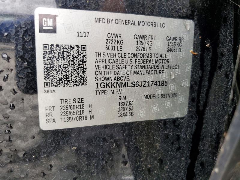 2018 Gmc Acadia მანქანა იყიდება აუქციონზე, vin: 1GKKNMLS6JZ174185, აუქციონის ნომერი: 47892506