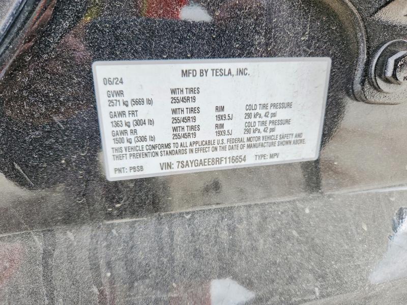 Aukcja sprzedaży 2024 Tesla Model Y, vin: 7SAYGAEE8RF116654, numer aukcji: 47552636