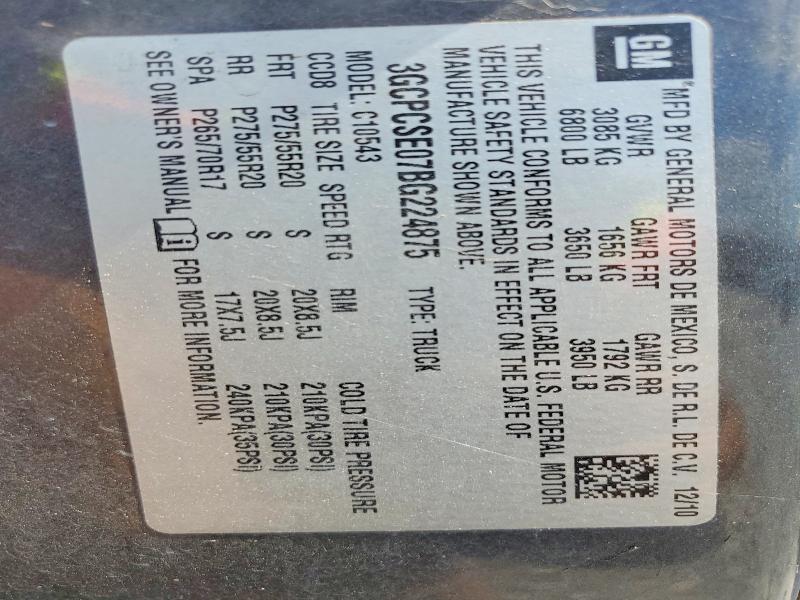 2011 Chevrolet Silverado მანქანა იყიდება აუქციონზე, vin: 3GCPCSE07BG224875, აუქციონის ნომერი: 46897976