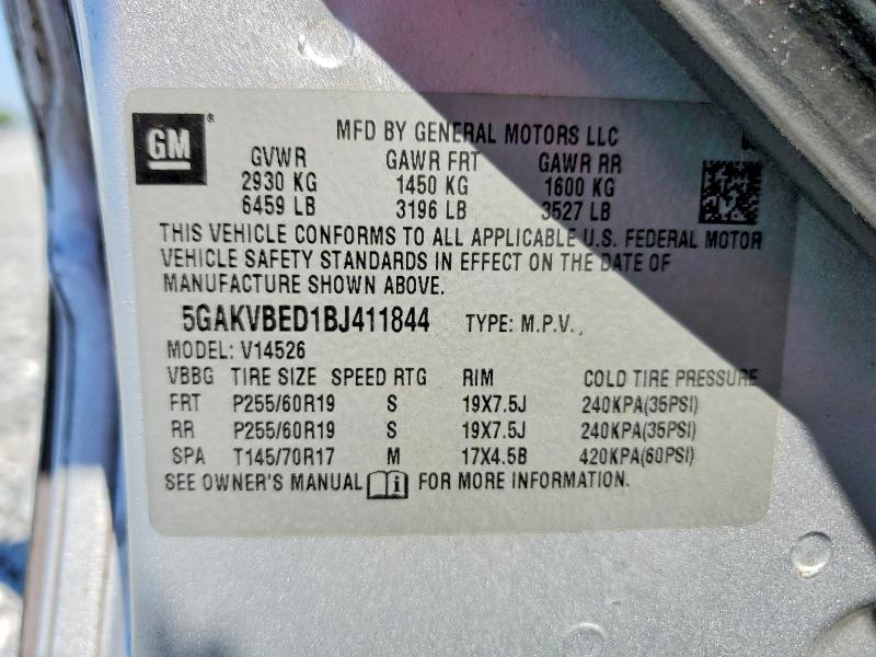 2011 Buick Enclave მანქანა იყიდება აუქციონზე, vin: 5GAKVBED1BJ411844, აუქციონის ნომერი: 47600846