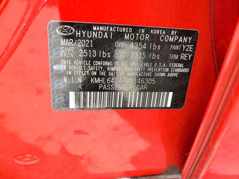 Aukcja sprzedaży 2021 Hyundai Sonata, vin: KMHL64JA7MA146305, numer aukcji: 79386525