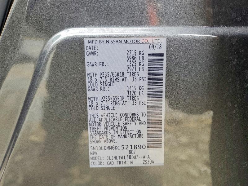 2019 Infiniti Qx60 მანქანა იყიდება აუქციონზე, vin: 5N1DL0MM6KC521890, აუქციონის ნომერი: 45800596