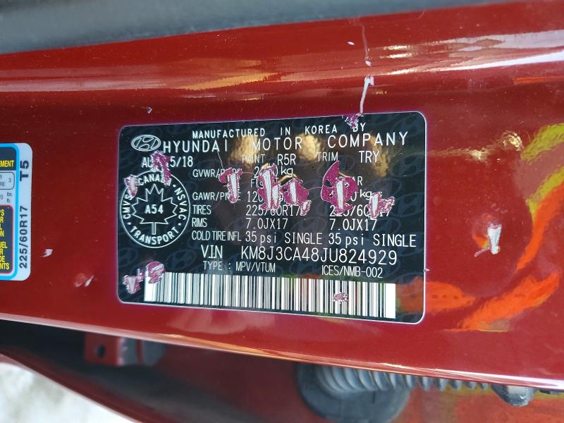 78348055 :رقم المزاد ، KM8J3CA48JU824929 vin ، 2018 Hyundai Tucson مزاد بيع
