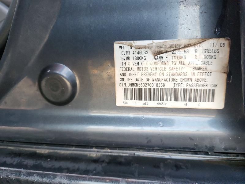 Aukcja sprzedaży 2007 Honda Accord, vin: JHMCM56327C018359, numer aukcji: 45510146