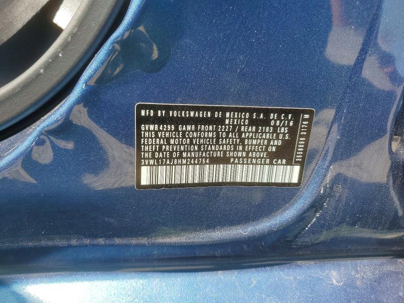 Aukcja sprzedaży 2017 Volkswagen Jetta, vin: 3VWL17AJ8HM244754, numer aukcji: 46928846