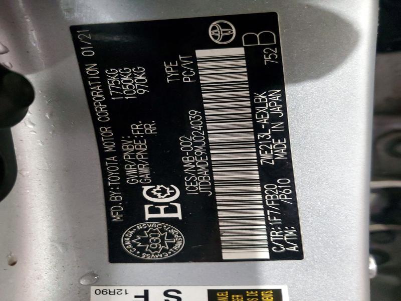 Aukcja sprzedaży 2021 Toyota Corolla, vin: JTDBAMDE9MJ024039, numer aukcji: 79897145