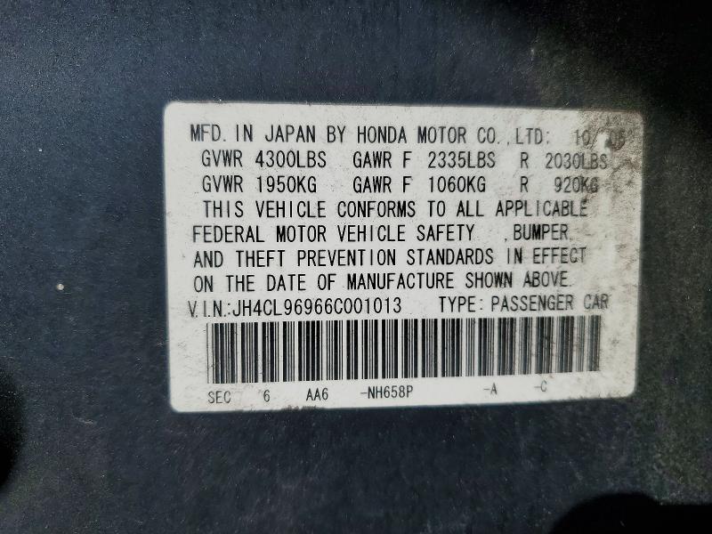 45633136 :رقم المزاد ، JH4CL96966C001013 vin ، 2006 Acura Tsx مزاد بيع