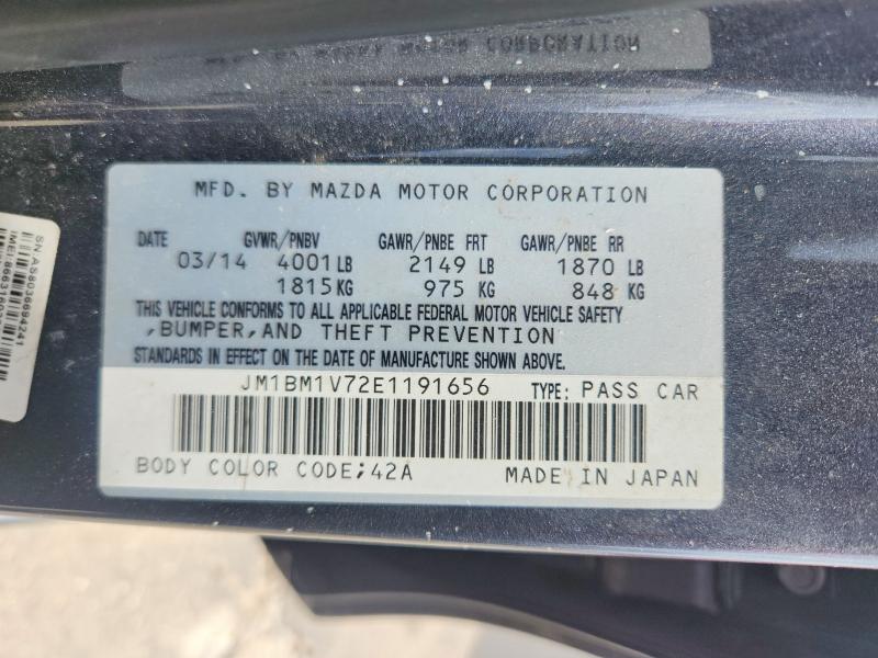 2014 Mazda 3 მანქანა იყიდება აუქციონზე, vin: JM1BM1V72E1191656, აუქციონის ნომერი: 48291146