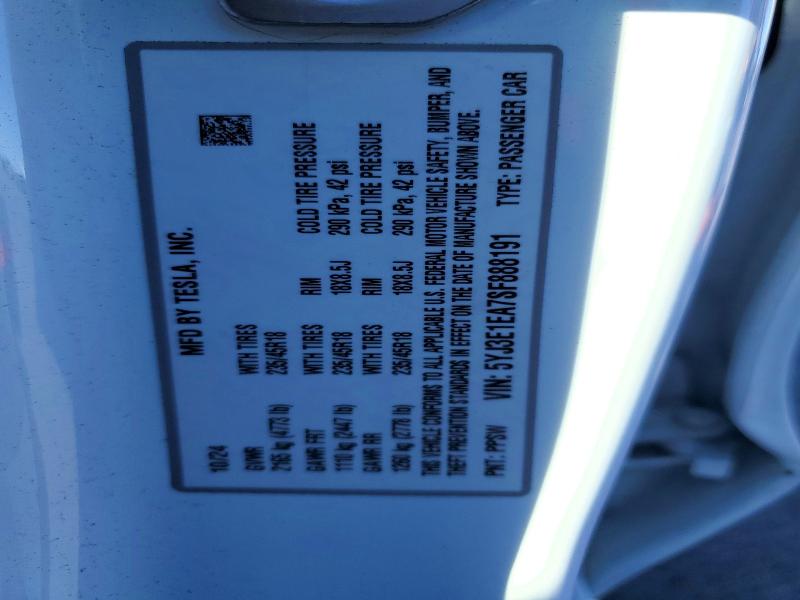 Aukcja sprzedaży 2025 Tesla Model 3, vin: 5YJ3E1EA7SF888191, numer aukcji: 41909006