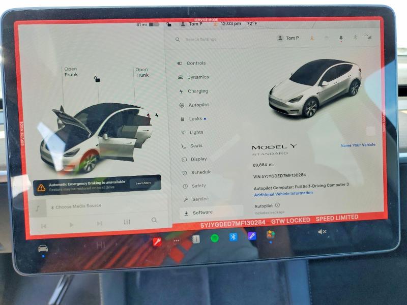 2021 Tesla Model Y მანქანა იყიდება აუქციონზე, vin: 5YJYGDED7MF130284, აუქციონის ნომერი: 79276285