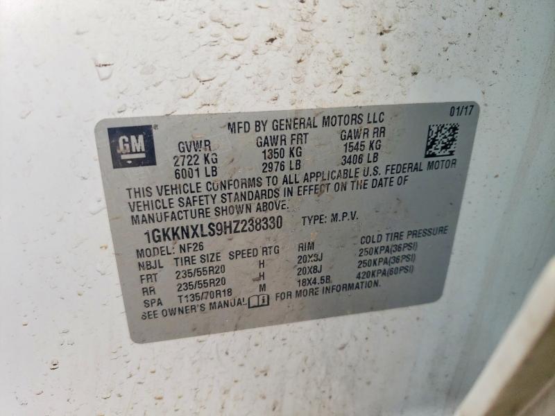 2017 Gmc Acadia მანქანა იყიდება აუქციონზე, vin: 1GKKNXLS9HZ238330, აუქციონის ნომერი: 41969086