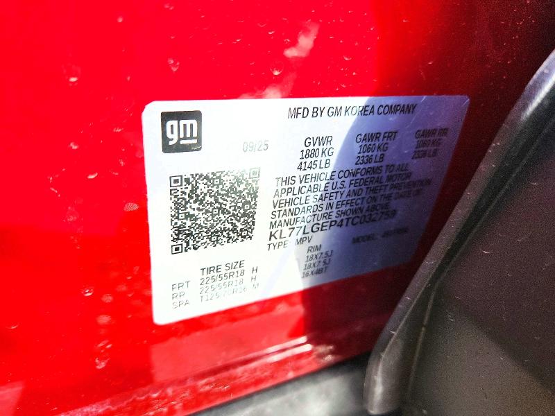 Продажа на аукционе авто 2026 Chevrolet Trax, vin: KL77LGEP4TC032759, номер лота: 46367126