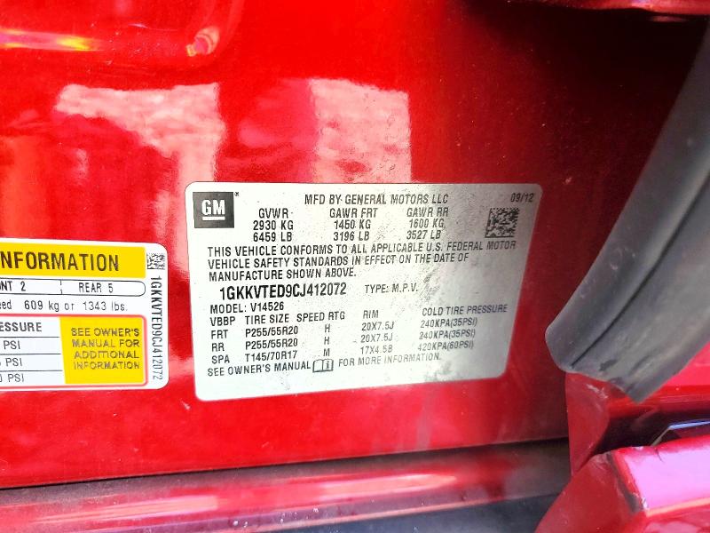 47908786 :رقم المزاد ، 1GKKVTED9CJ412072 vin ، 2012 Gmc Acadia مزاد بيع
