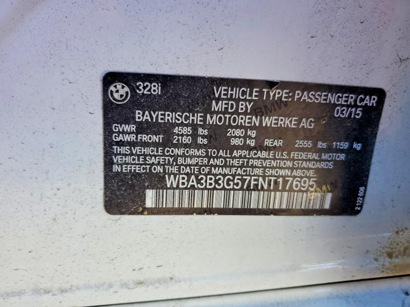 2015 Bmw 328 მანქანა იყიდება აუქციონზე, vin: WBA3B3G57FNT17695, აუქციონის ნომერი: 45596756