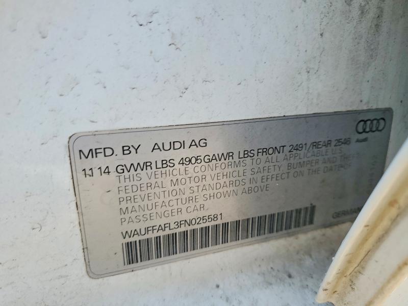 Продаж на аукціоні авто 2015 Audi A4, vin: WAUFFAFL3FN025581, номер лоту: 47402176