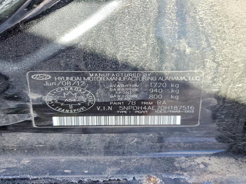 Aukcja sprzedaży 2013 Hyundai Elantra, vin: 5NPDH4AE7DH187516, numer aukcji: 45920176