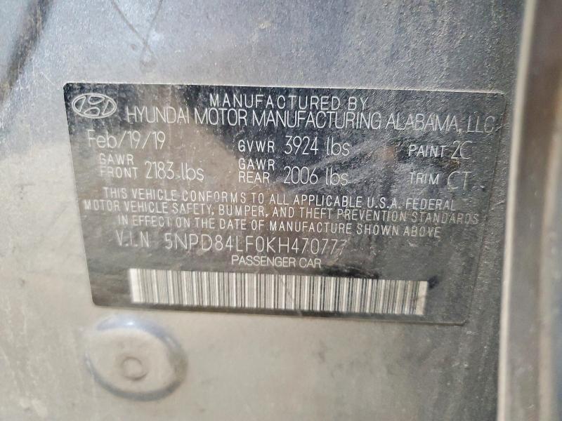 Aukcja sprzedaży 2019 Hyundai Elantra, vin: 5NPD84LF0KH470777, numer aukcji: 45890226