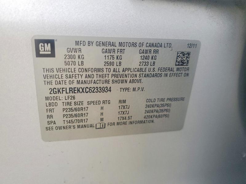 Продажа на аукционе авто 2012 Gmc Terrain, vin: 2GKFLREKXC6233934, номер лота: 46771226