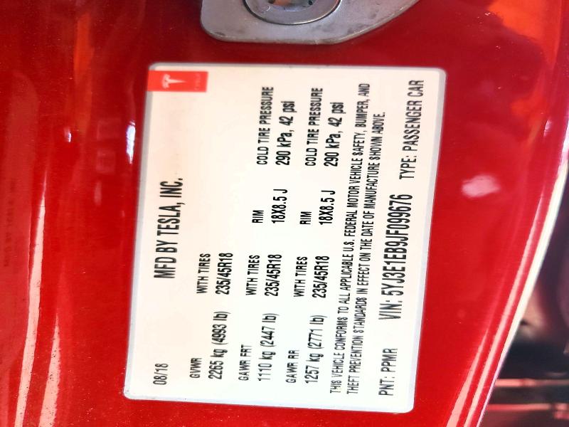 Продажа на аукционе авто 2018 Tesla 3, vin: 5YJ3E1EB9JF099676, номер лота: 46749006