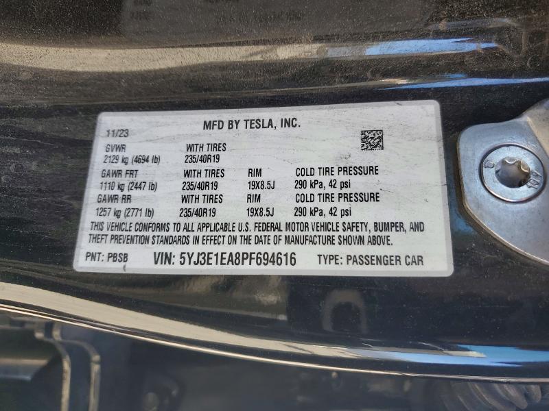79691295 :رقم المزاد ، 5YJ3E1EA8PF694616 vin ، 2023 Tesla Model 3 مزاد بيع