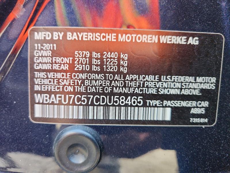 2012 Bmw 535 მანქანა იყიდება აუქციონზე, vin: WBAFU7C57CDU58465, აუქციონის ნომერი: 42060836