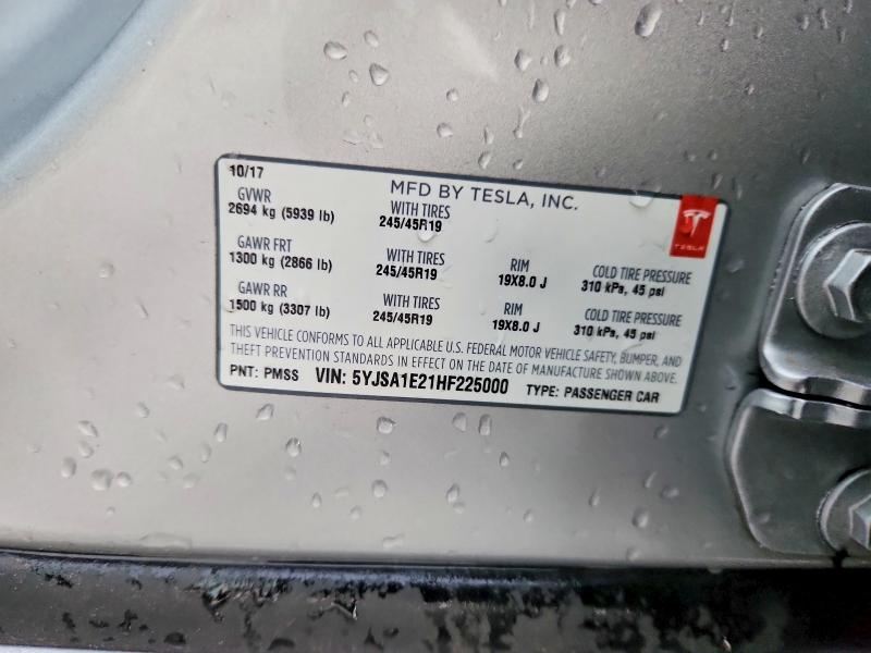 Aukcja sprzedaży 2017 Tesla Model S, vin: 5YJSA1E21HF225000, numer aukcji: 79026865