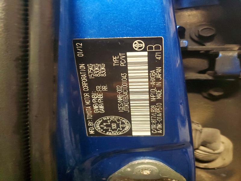 Aukcja sprzedaży 2012 Toyota Prius C, vin: JTDKDTB34C1001043, numer aukcji: 79618285