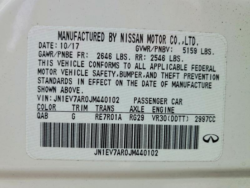 Продажа на аукционе авто 2018 Infiniti Q50, vin: JN1EV7AR0JM440102, номер лота: 46403706