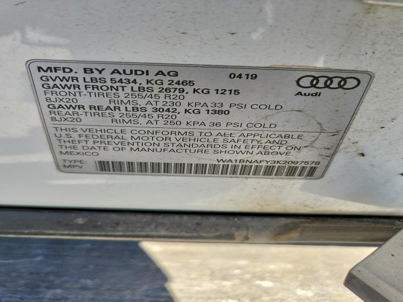 Продаж на аукціоні авто 2019 Audi Q5, vin: WA1BNAFY3K2097578, номер лоту: 46430536