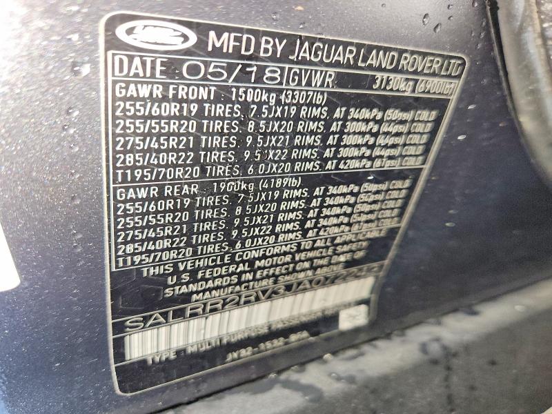 2018 Land Rover Discovery მანქანა იყიდება აუქციონზე, vin: SALRR2RV3JA072242, აუქციონის ნომერი: 47054756
