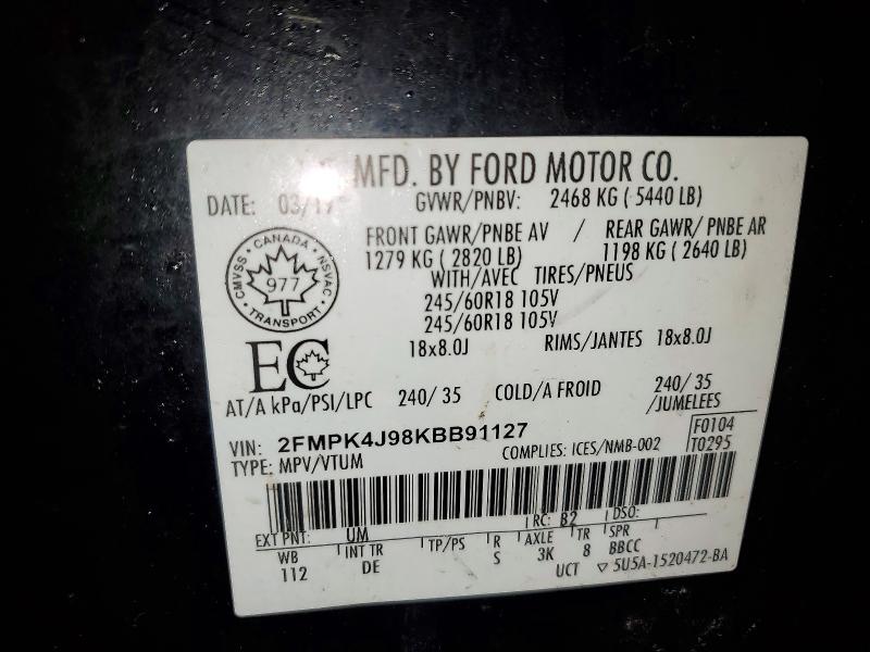 Aukcja sprzedaży 2019 Ford Edge, vin: 2FMPK4J98KBB91127, numer aukcji: 79448405