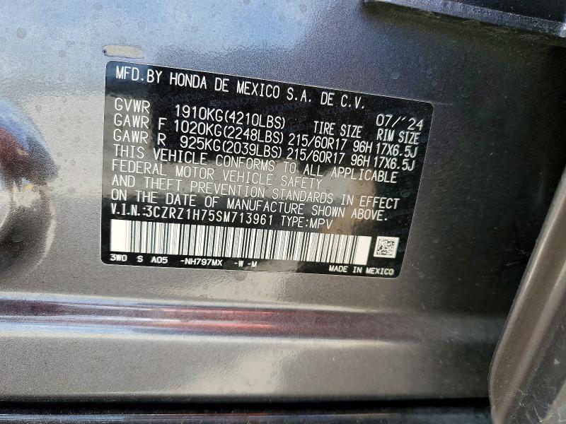47842756 :رقم المزاد ، 3CZRZ1H75SM713961 vin ، 2025 Honda Hr-v مزاد بيع