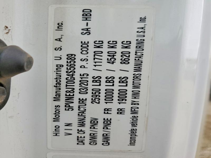 Aukcja sprzedaży 2016 Hino 258/268, vin: 5PVNE8JT0G4S56589, numer aukcji: 49512666