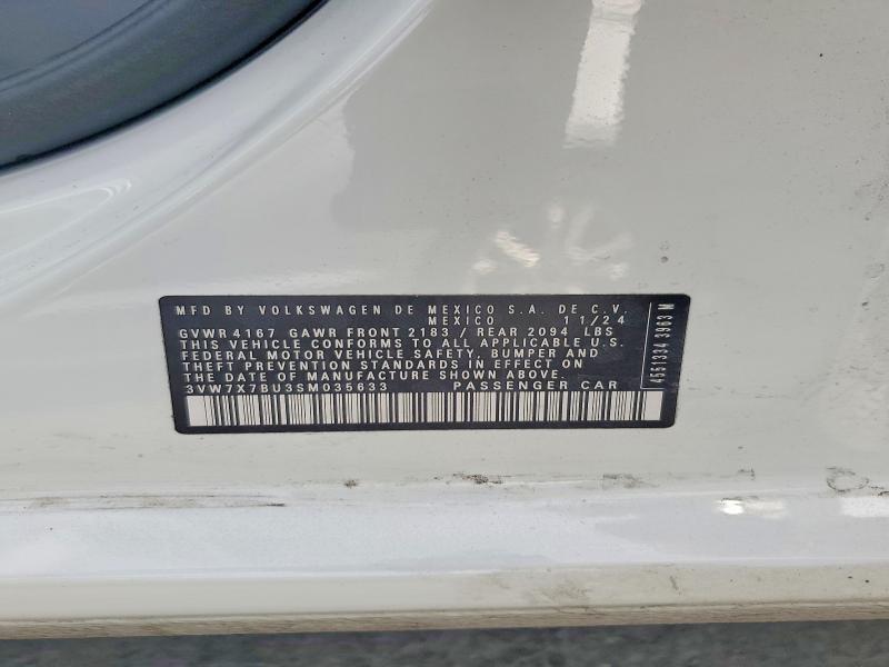 Продажа на аукционе авто 2025 Volkswagen Jetta, vin: 3VW7X7BU3SM035633, номер лота: 47918516