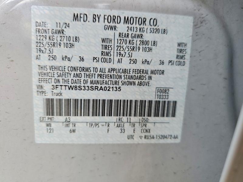 47334936 :رقم المزاد ، 3FTTW8S33SRA02135 vin ، 2025 Ford Maverick مزاد بيع