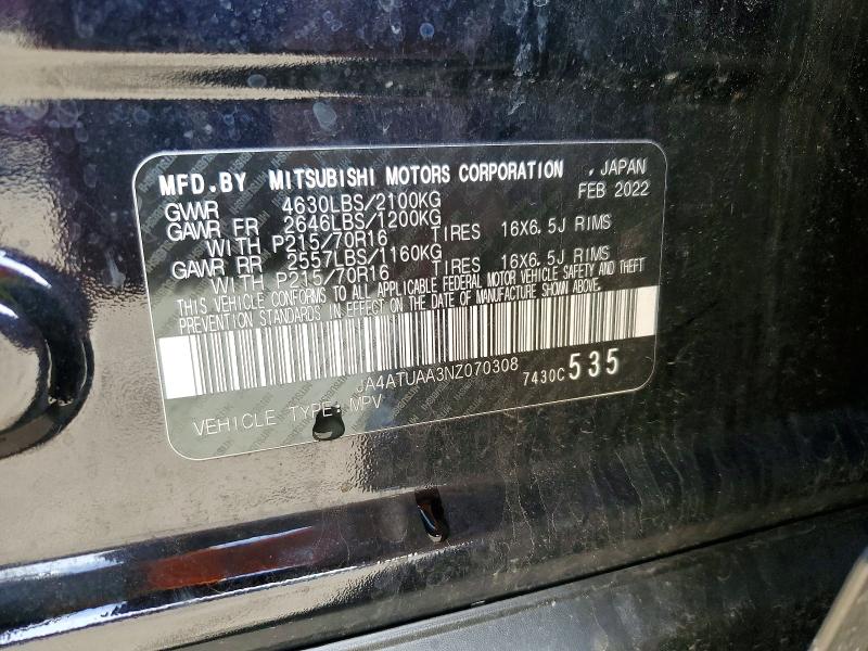 Продаж на аукціоні авто 2022 Mitsubishi Eclipse Cross, vin: JA4ATUAA3NZ070308, номер лоту: 47622976