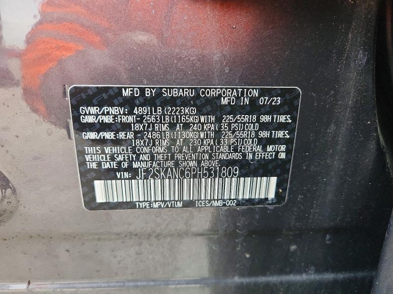 Aukcja sprzedaży 2023 Subaru Forester, vin: JF2SKANC6PH531809, numer aukcji: 46700106